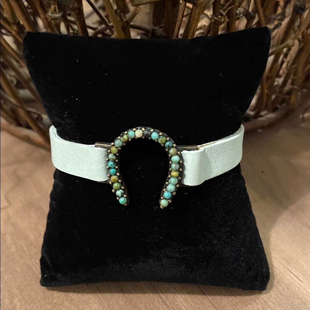 New Turquoise and leather Horseshoe Bracelet